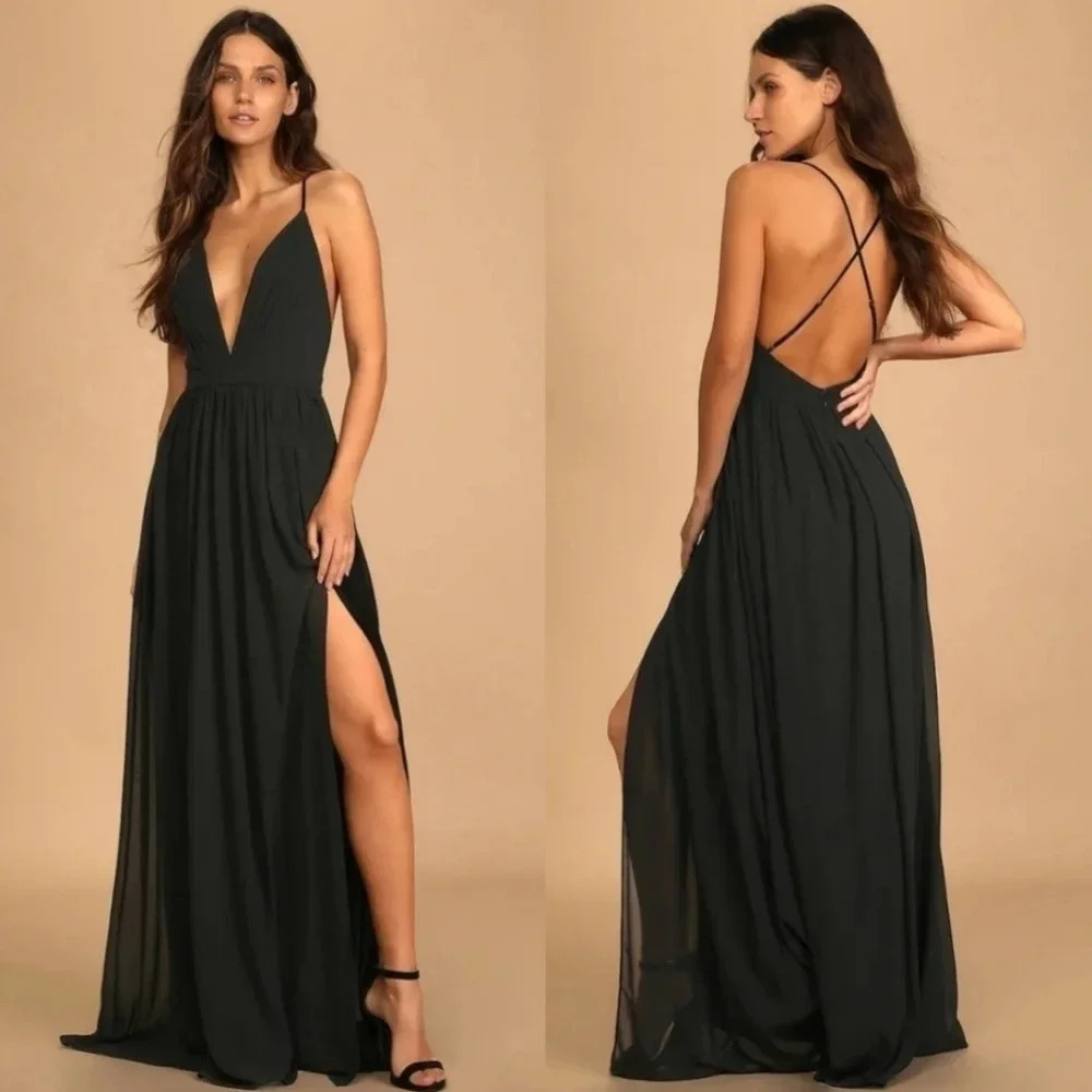 Lulus Ballroom Bliss Black Pleated Maxi Dress Wedding Party Formal Prom